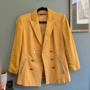 Elie Tahari Mustard Yellow Double Breasted Blazer
